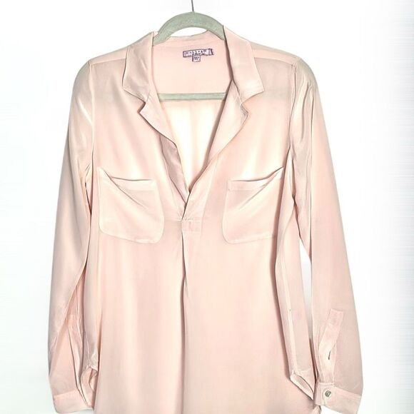 Calypso St Barth Silk Blouse Tunic Semi Sheer Peach Pink Long Sleeve Relaxed S - Picture 4 of 12